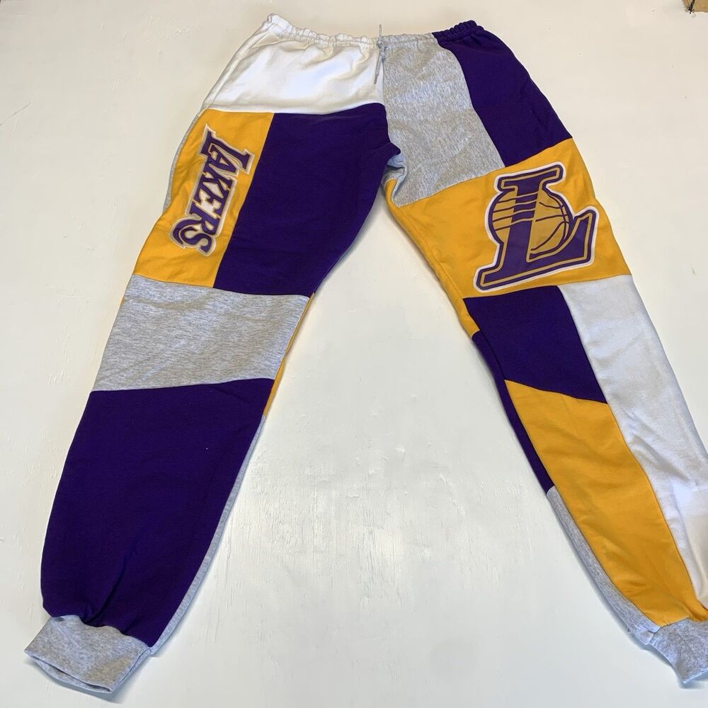 Los Angeles Lakers Pants Womens Medium Purple Yellow NBA Basketball Hand Made